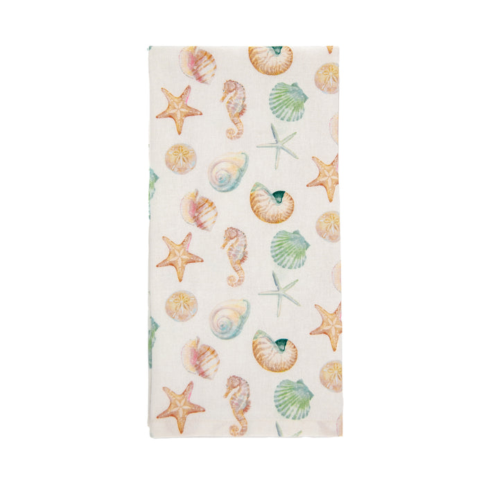 Marinelife and Watercolor Wave Tea Towel (Set of 2)