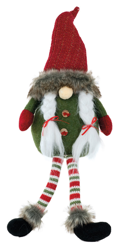 Clover Stripe Leg Santa Gnome