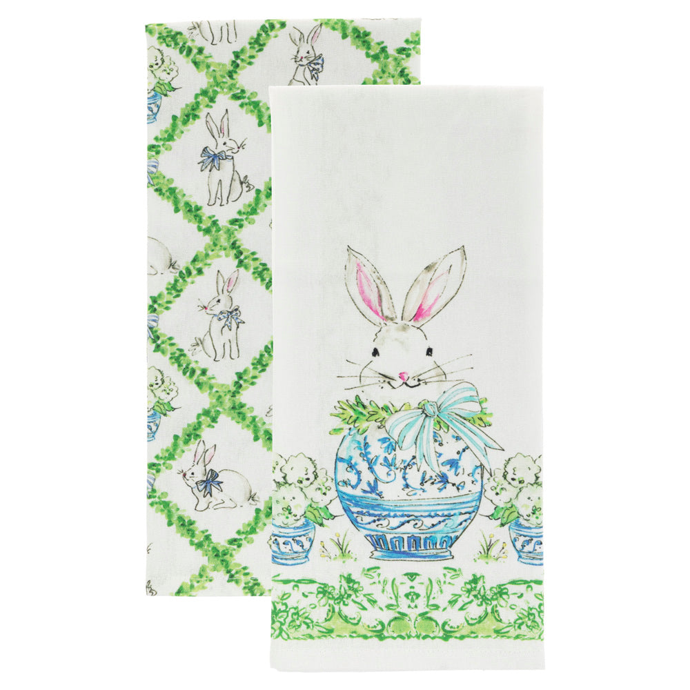 BOXWOOD BUNNY TEA TOWELS S/2