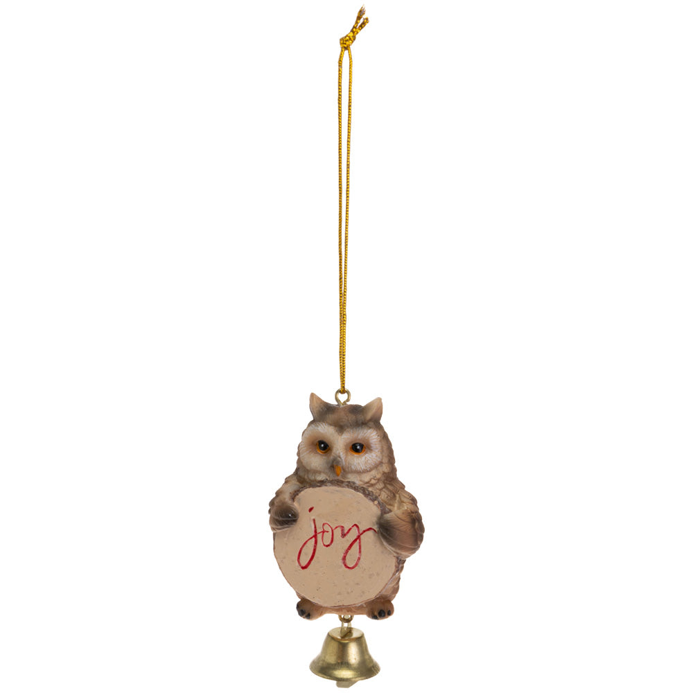 JOY OWL ORNAMENT w BELL