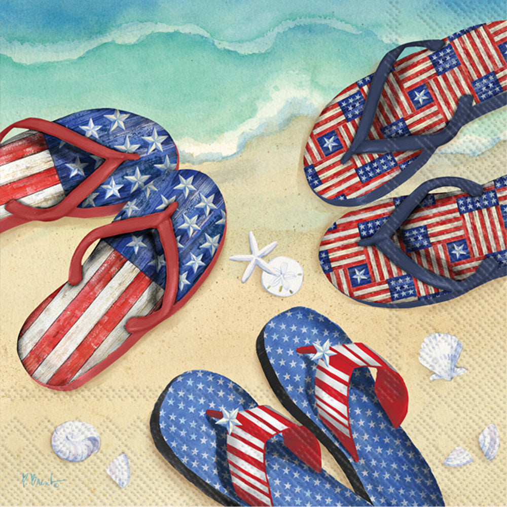 Americana Beach Flip Flops Cocktail Napkin