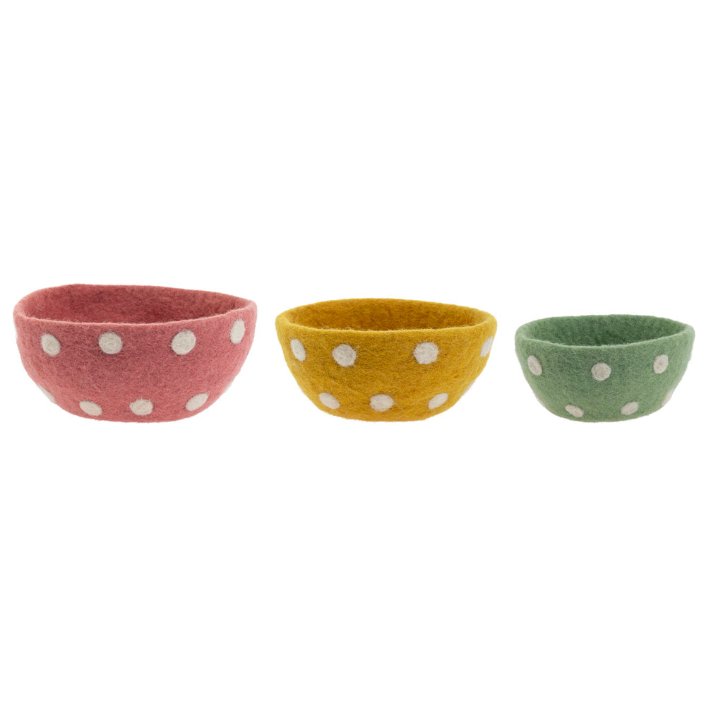 DOTTED FELTED BOWLS S/3