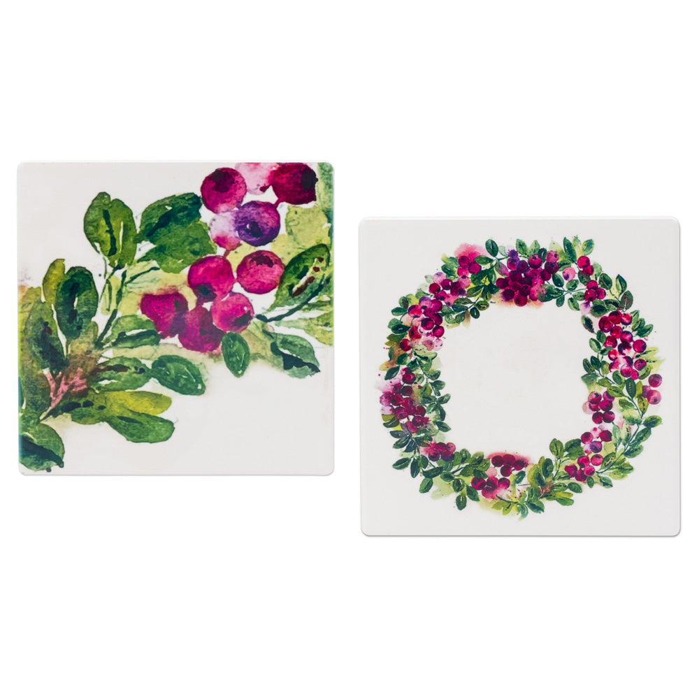 Cranberry Wreath Coasters