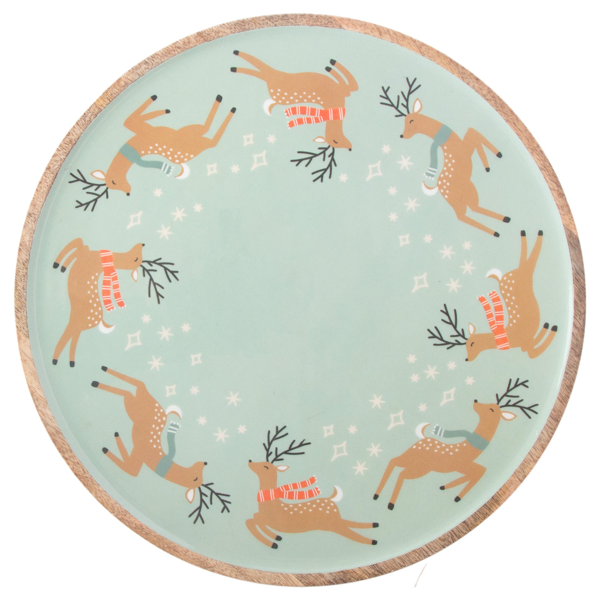 Dancing Deer Round Platter 14"