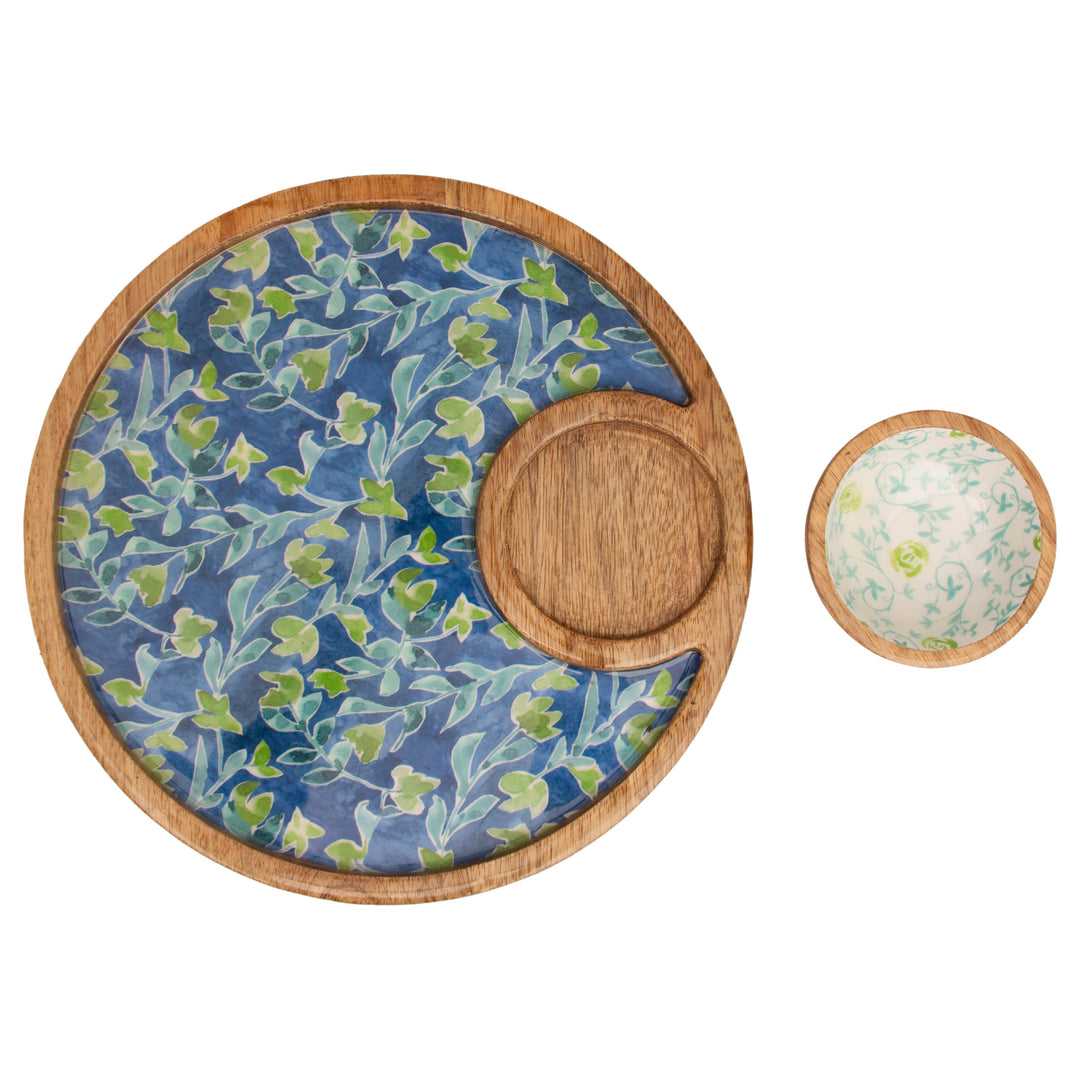 Azure &amp; Ivy Round Platter &amp; Bowl