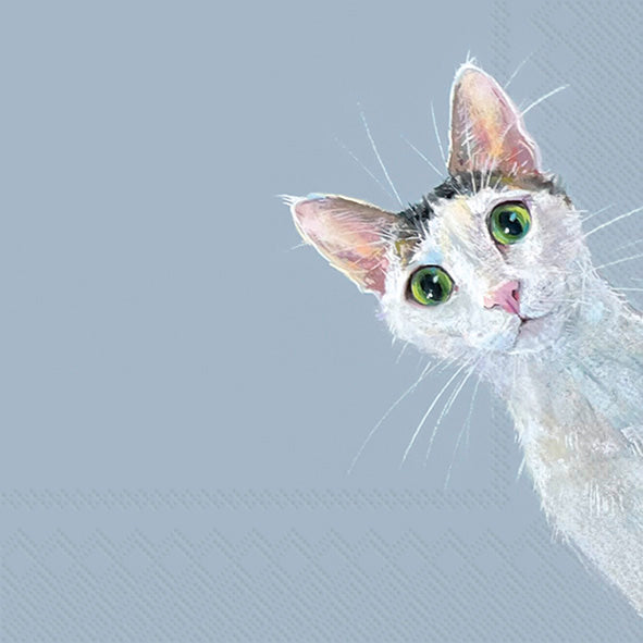 Cat Stella Lunch Napkin Light Blue