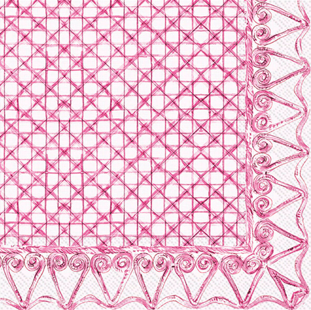 Botanical Cane Cocktail Napkin Pink