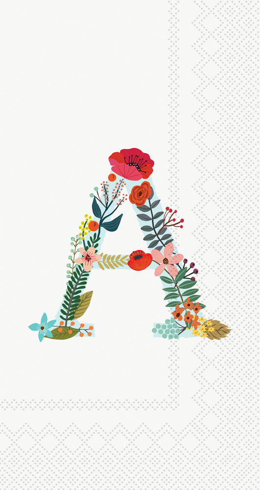 Mia Floral Monogram Guest Towel A