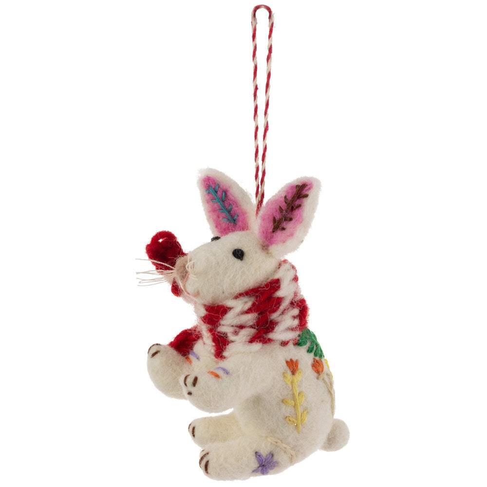 WHITE BUNNY ORNAMENT felt