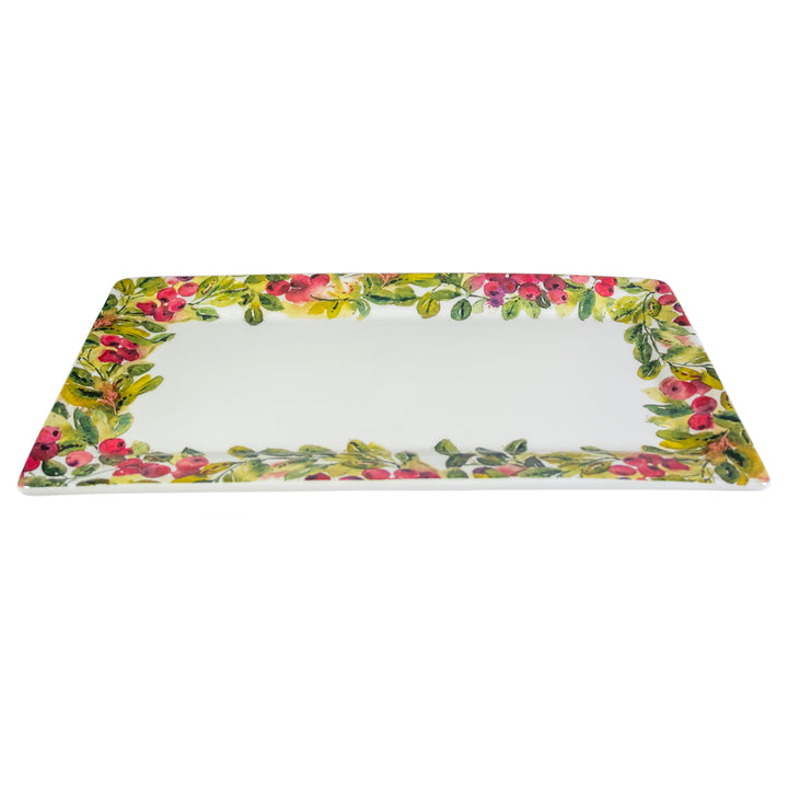 Cranberry Wreath Rectangle Platter
