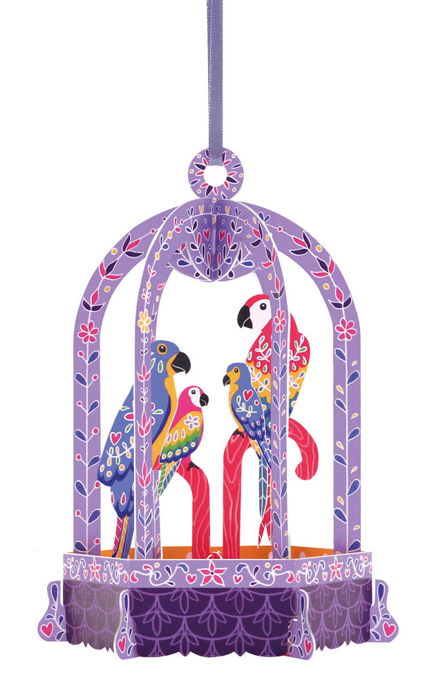 Macaws In Birdcage Chandelier Card