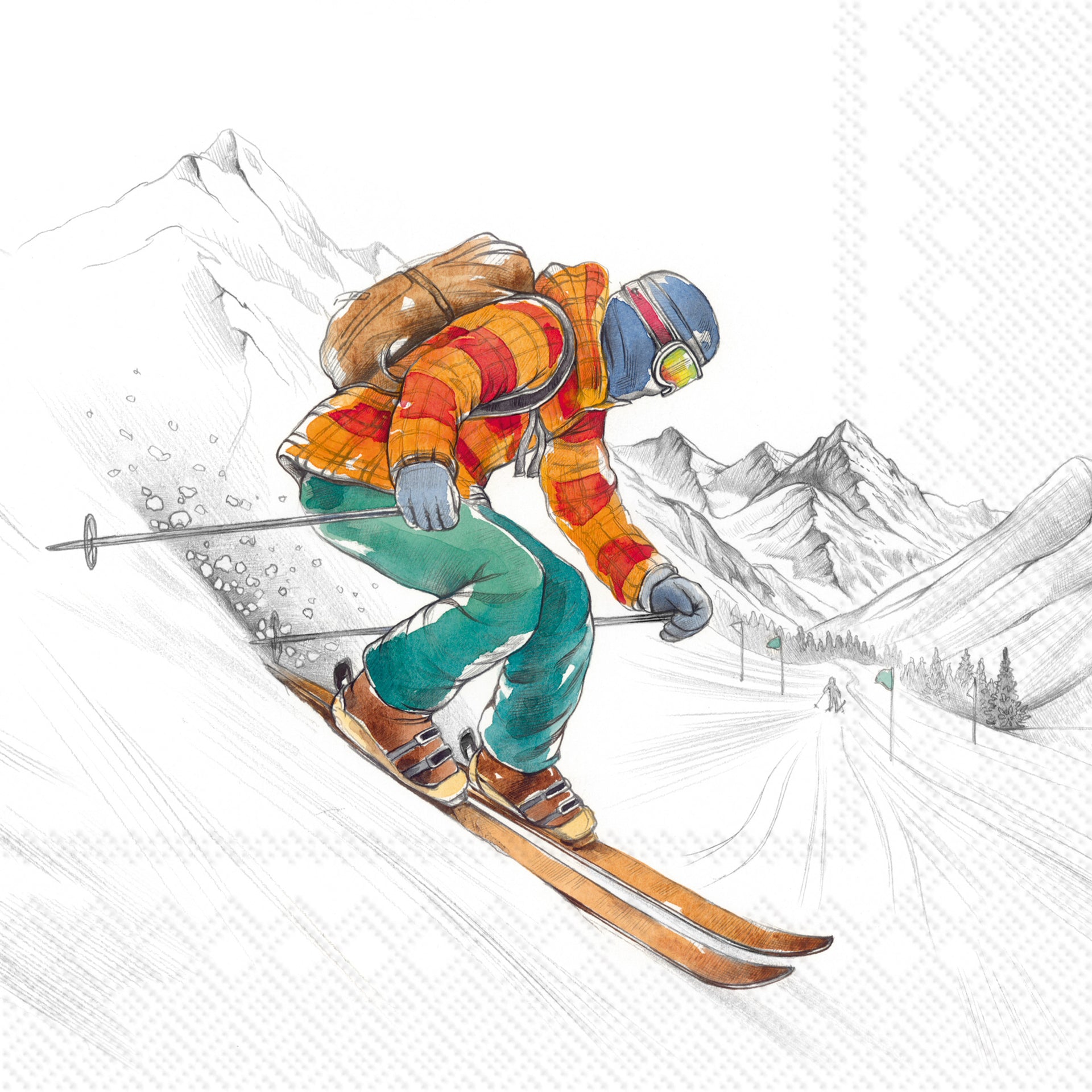 Black Ski Runs Lunch Napkin