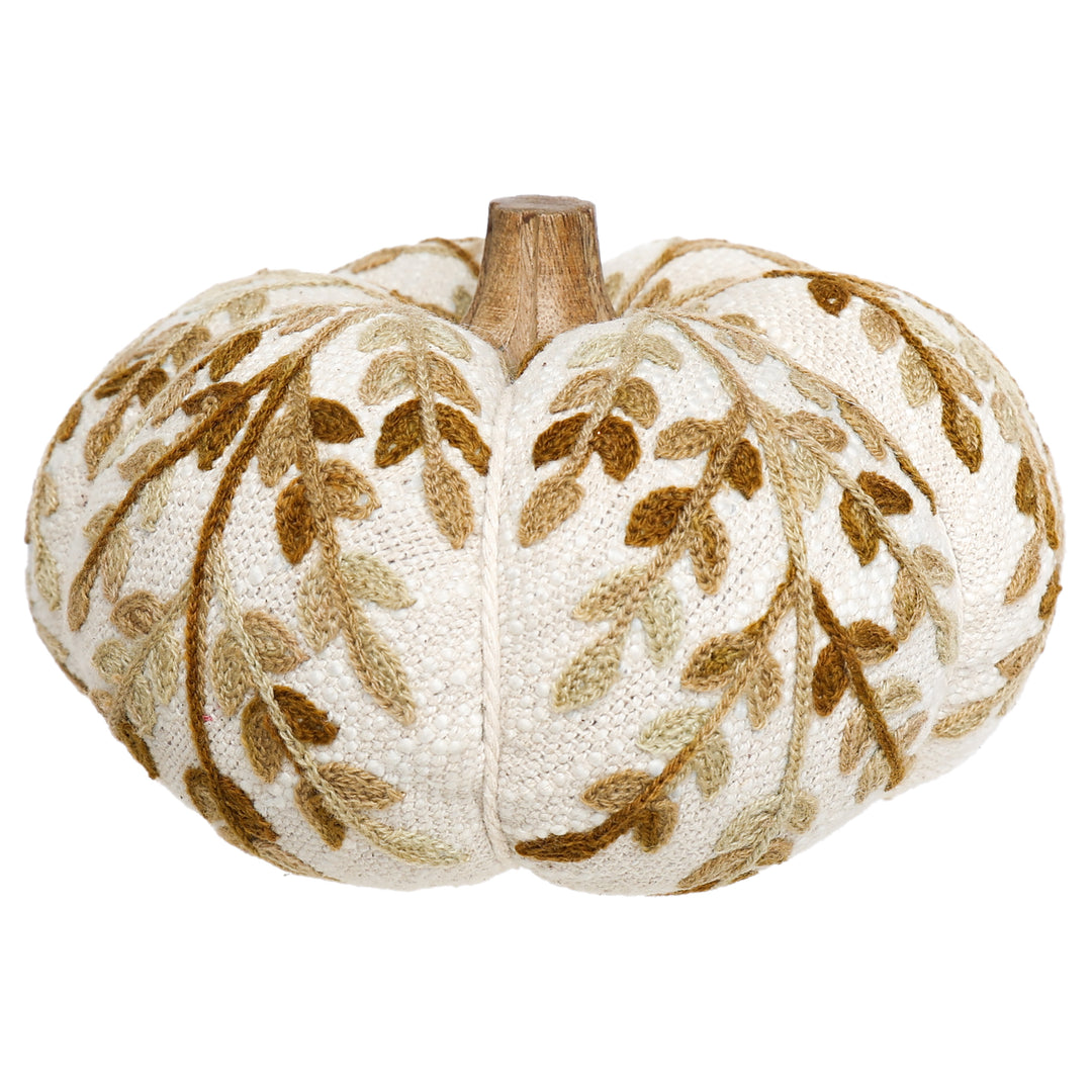 Tan Leaf Embroidered Pumpkin