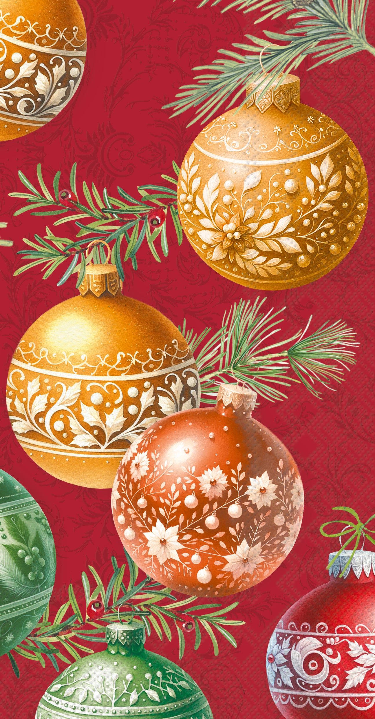 Christmas Bubbles Red Guest Towel