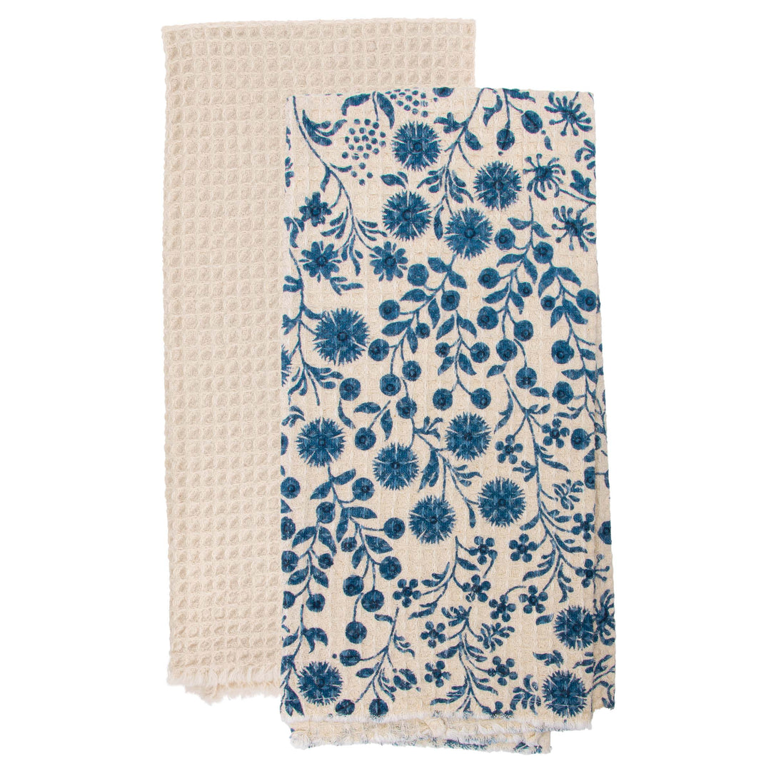 Navy Dandelions Pattern Tea Towels (Set of 2)