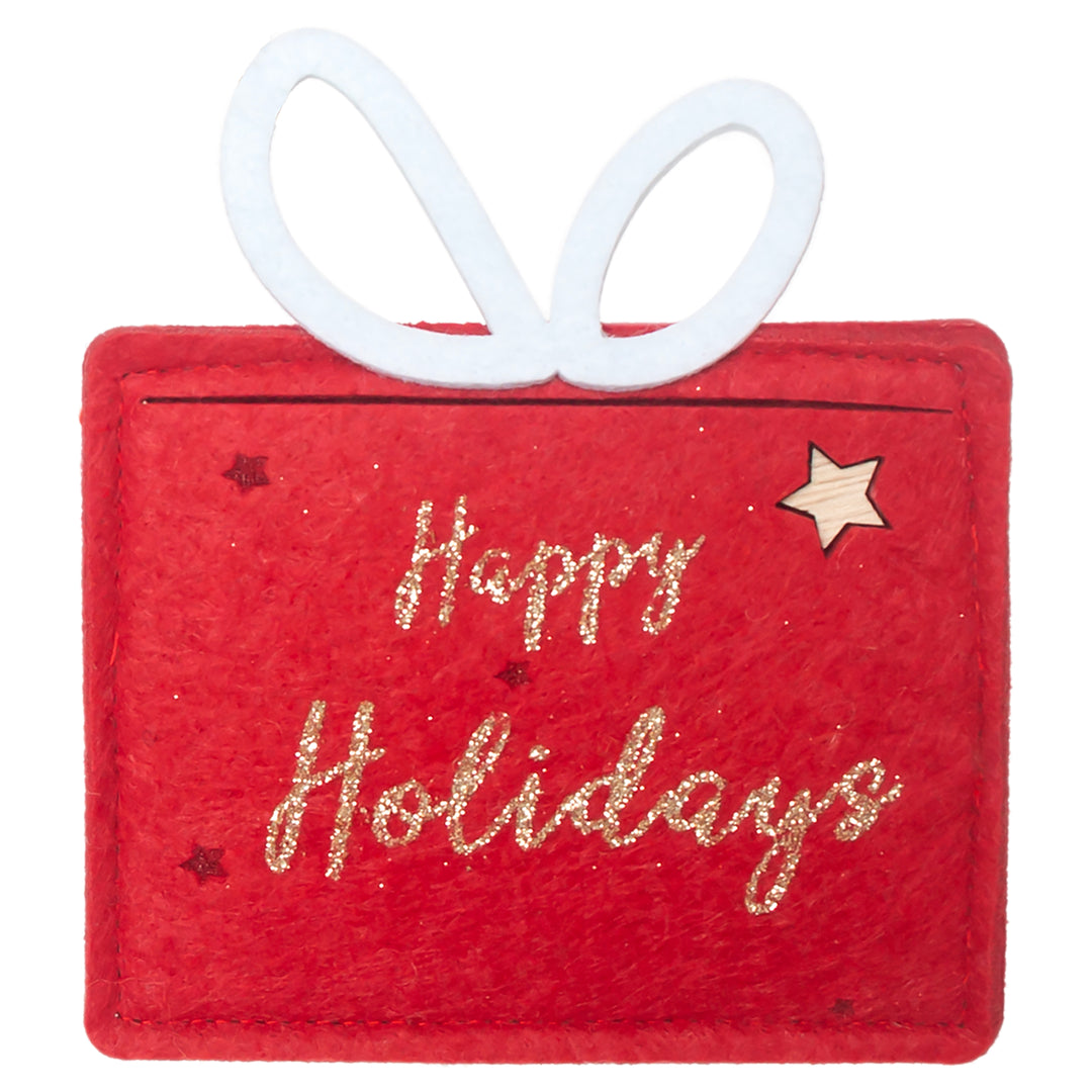Happy Holidays Felt  Gift Card Holder Red