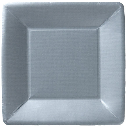 Classic Linen Square Dessert Plate Silver