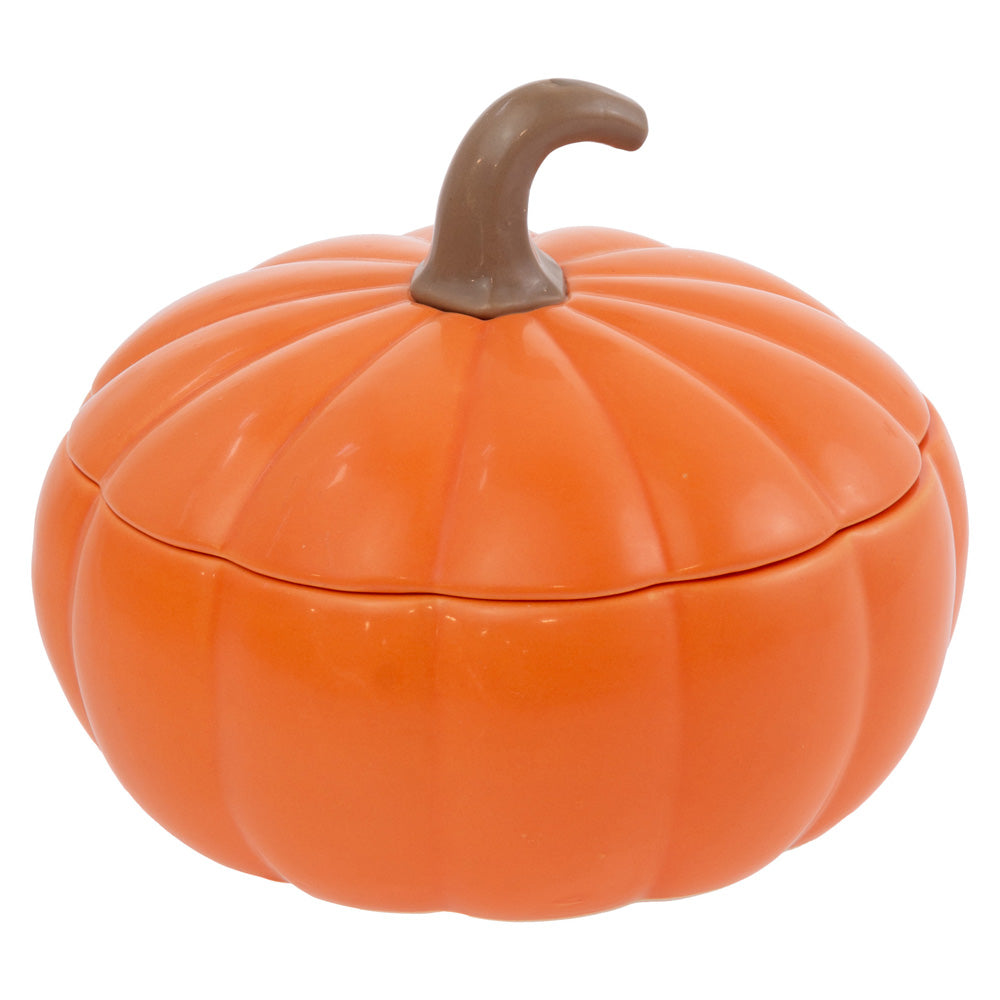 Large Lidded Orange Pumpkin Dish