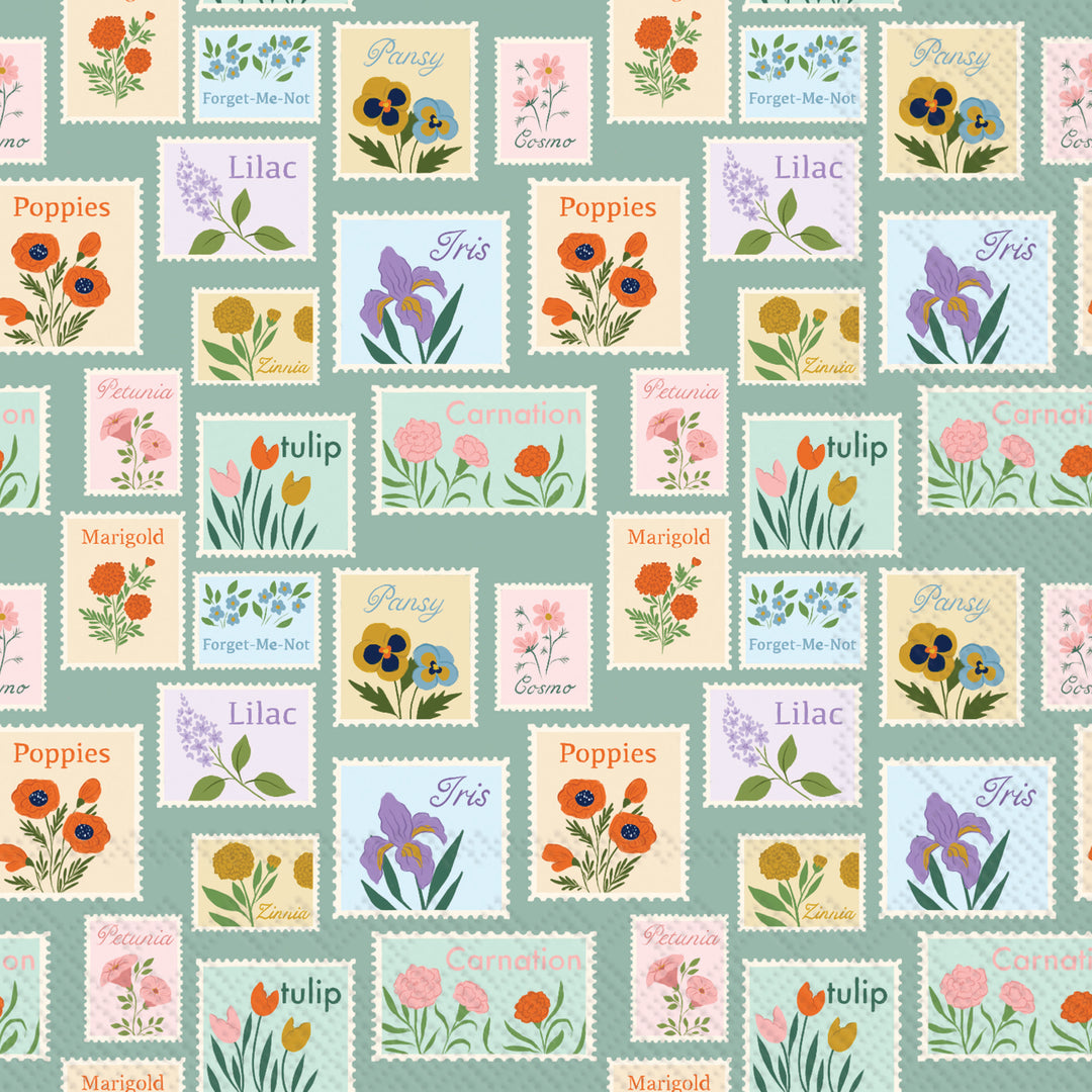 Floral Stamps Cocktail Napkin