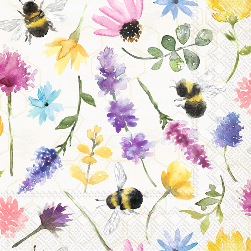 Summer Bees Lunch Napkin Cream