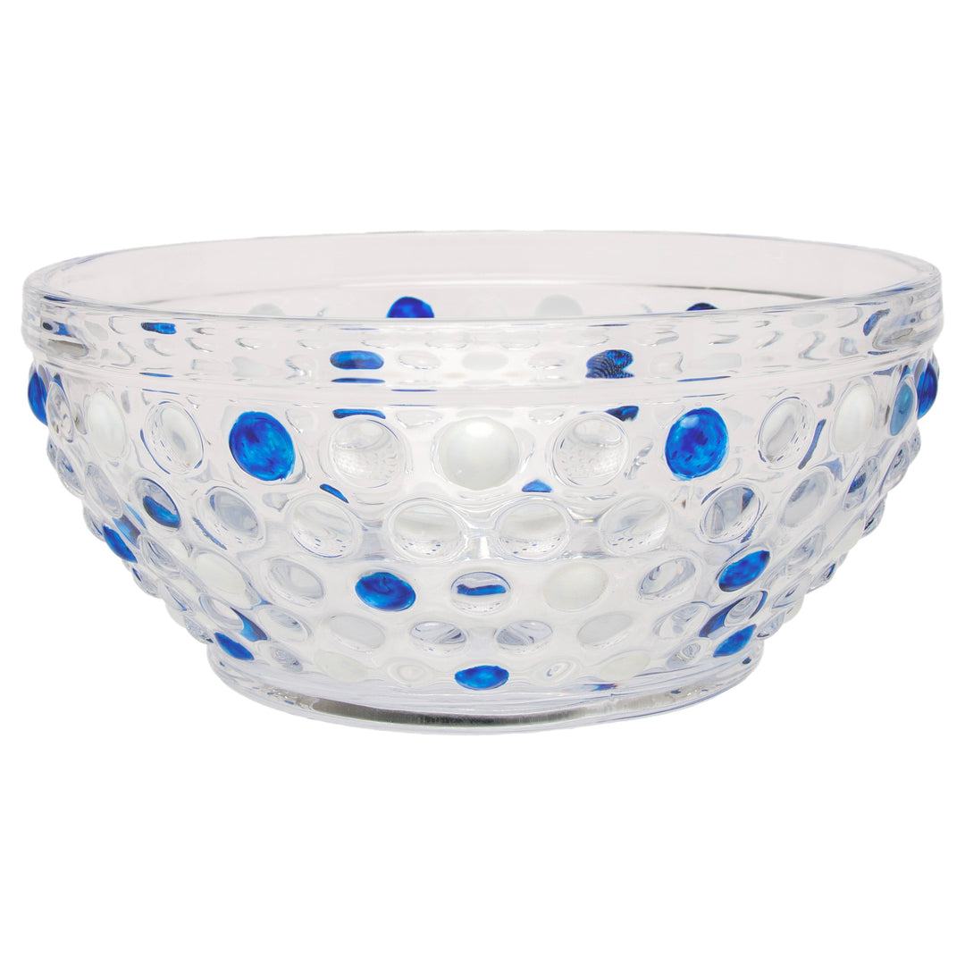 Blue &amp; White Hobnail Glass Bowl