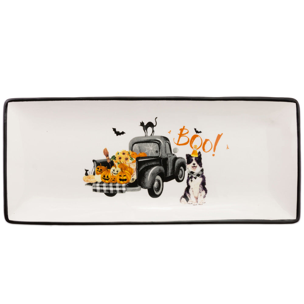 HALLOWEEN TRUCK PUPS RECT PLATE