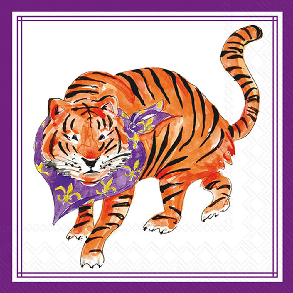 Purple Prowling Tiger Hometown Pride Cocktail Napkin