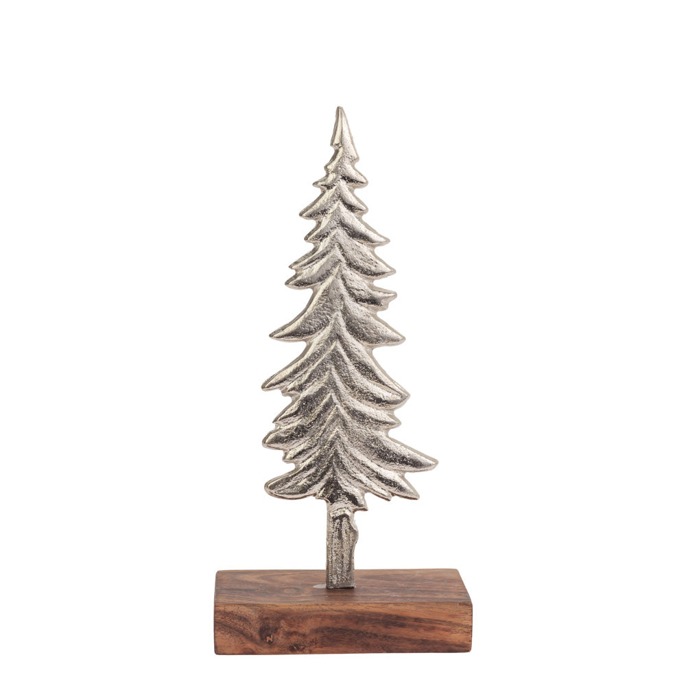 SMALL SILVER SPRUCE TREE ON WOOD BASE