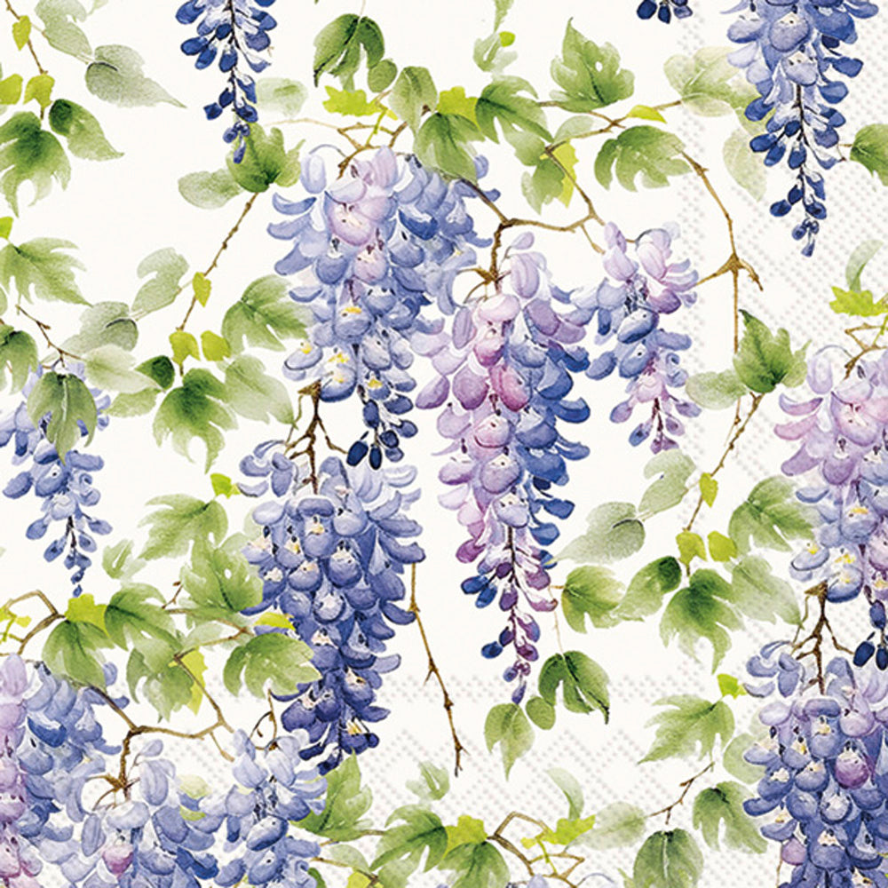 Purple Wisteria Cocktail Napkin Cream