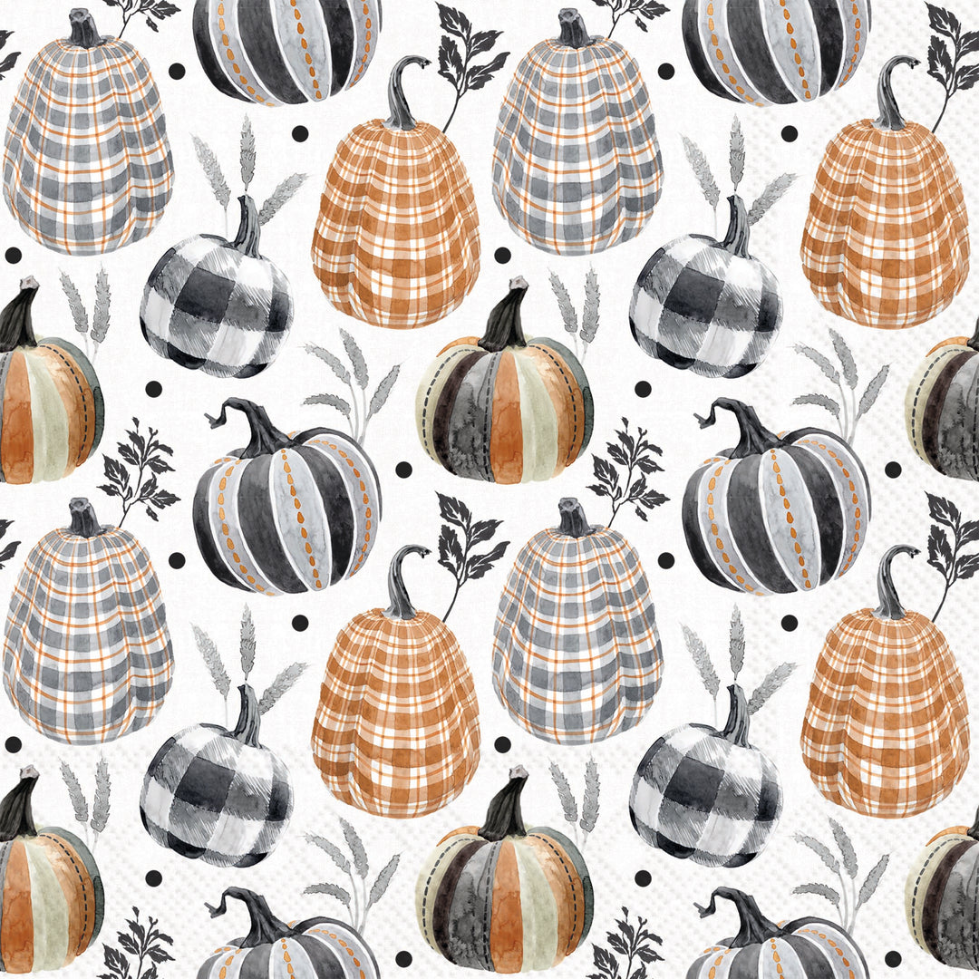 Pumpkin Checks grey Lunch Napkin