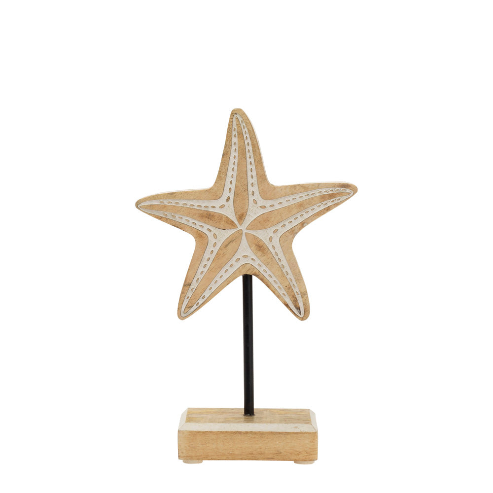 WOOD STARFISH ON STAND SM