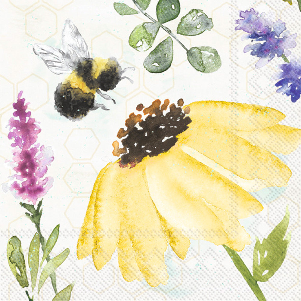 Summer Bees Cocktail Napkin Cream