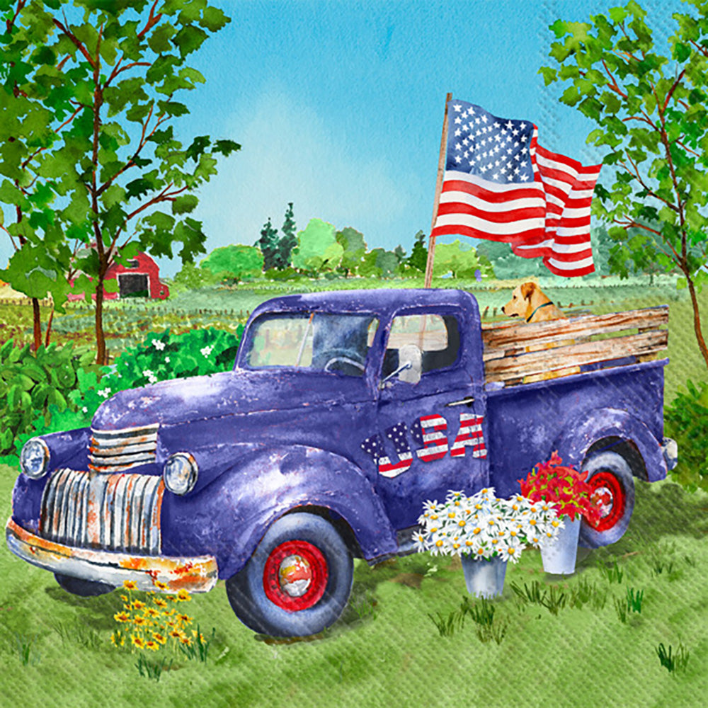 Patriotic Truck Cocktail Napkin