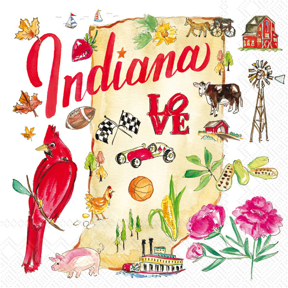 Indiana State Collection Cocktail Napkin