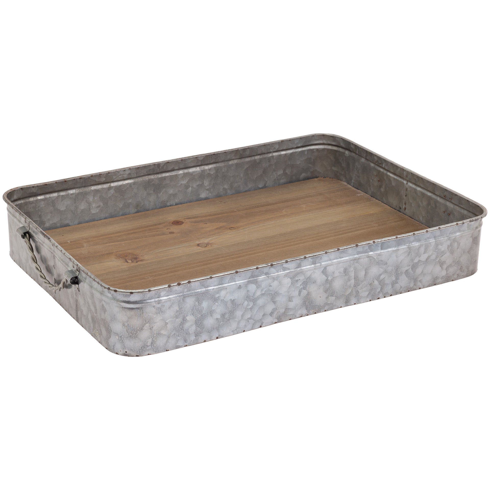 Wood & Metal Rectangle Tray