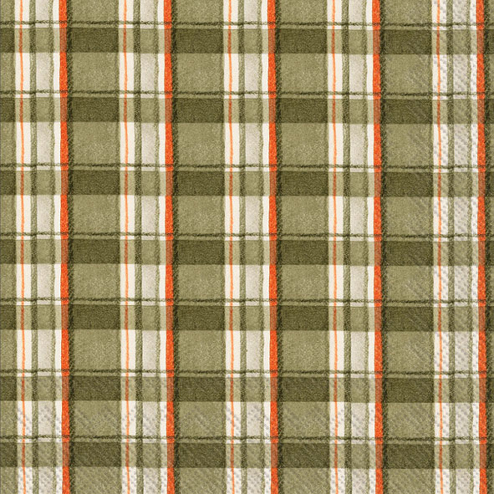 Green Orange Plaid Lunch Napkin