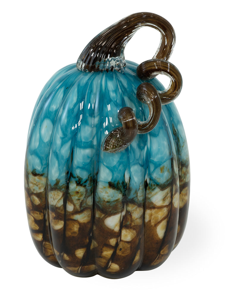 Large Copper Canyon Pumpkin Blue & Copper Glass