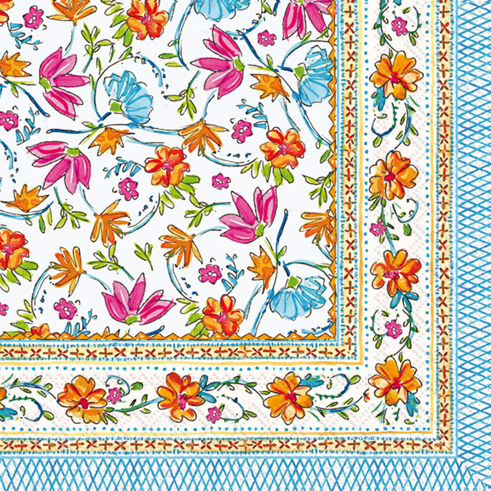Floral Block Print Cocktail Napkin