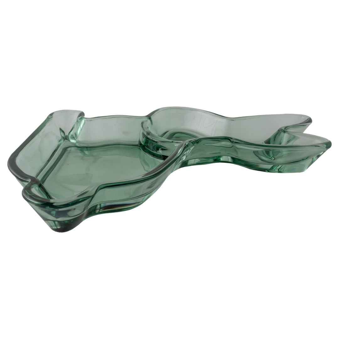 Green Glass Bunny Tray