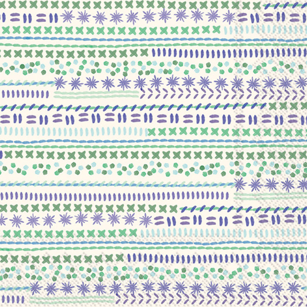 Sampler Stripes Cocktail Napkin Blue