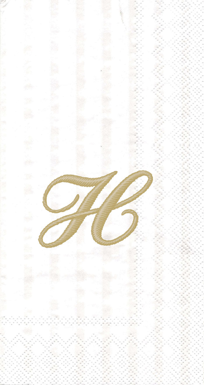 Stripes Again Guest Towel Monogram H Cream