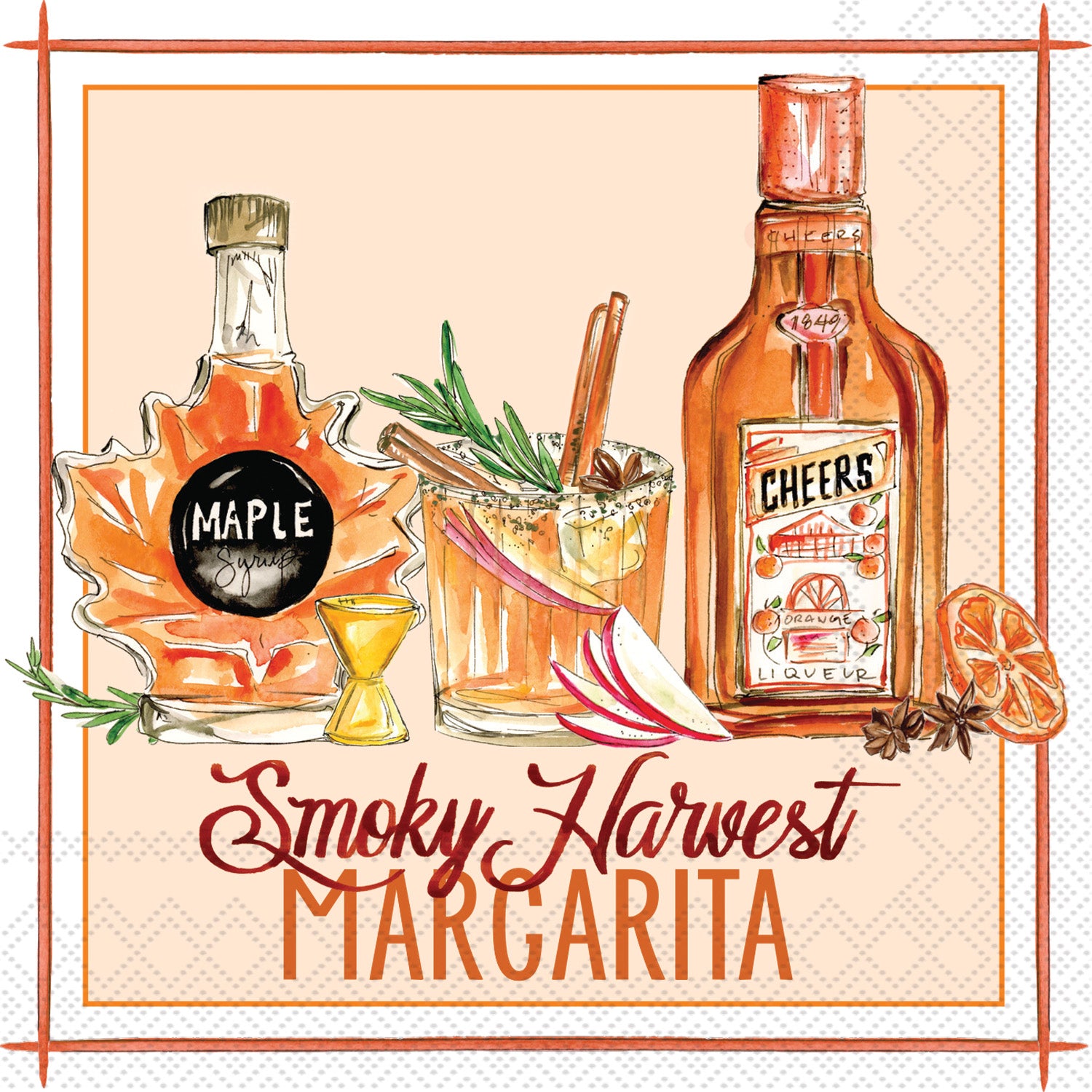 Smoky Harvest Margarita Cocktail Napkin