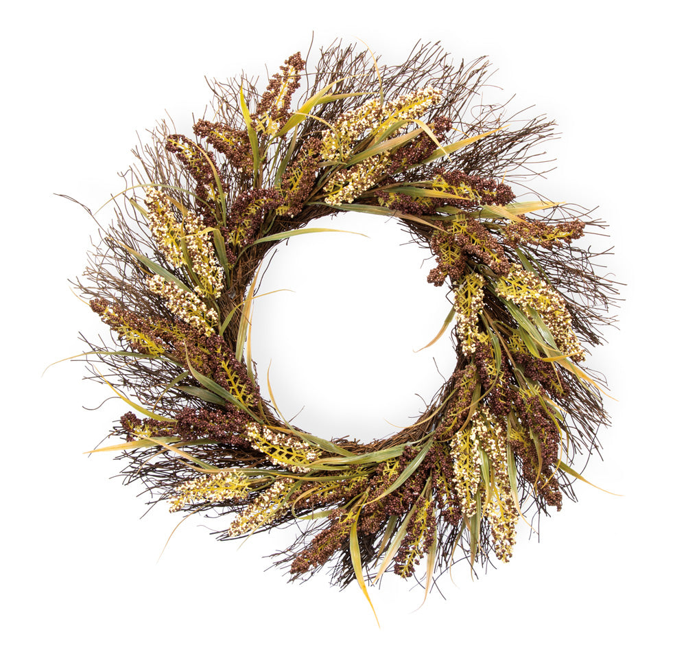 Purple &amp; White Grass Wreath