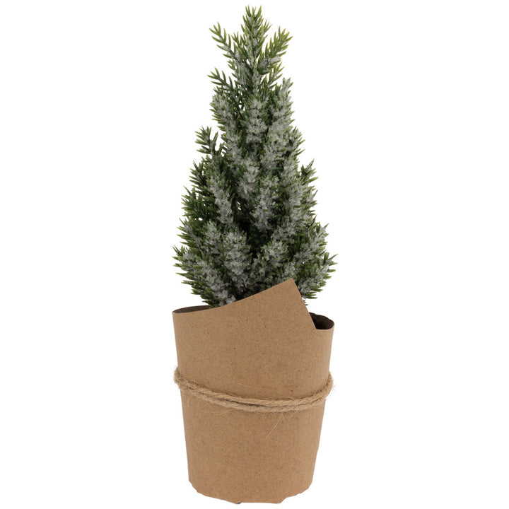 Mini Paper Pot Icy Pine Tree With Sisal Bow