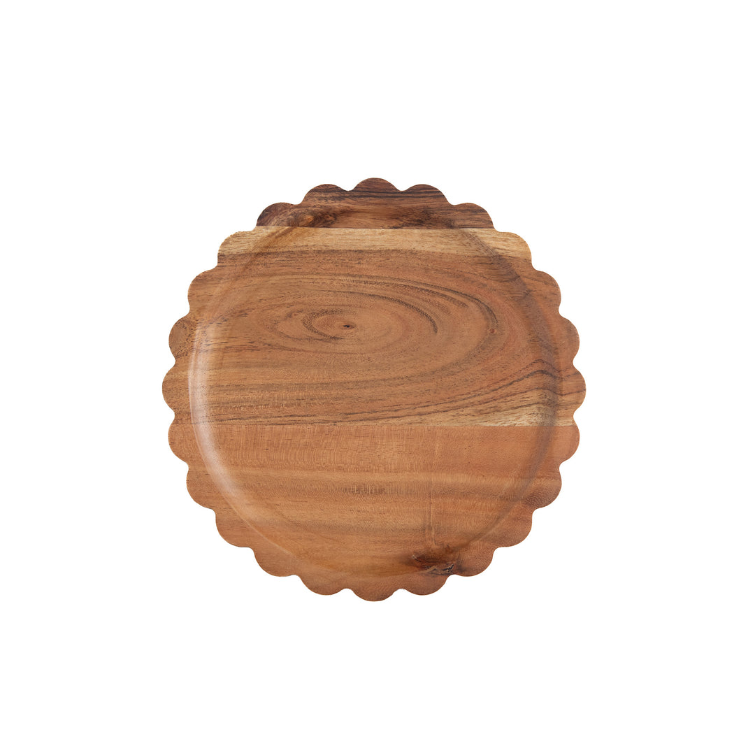 Scalloped Acacia Wood Tray Small