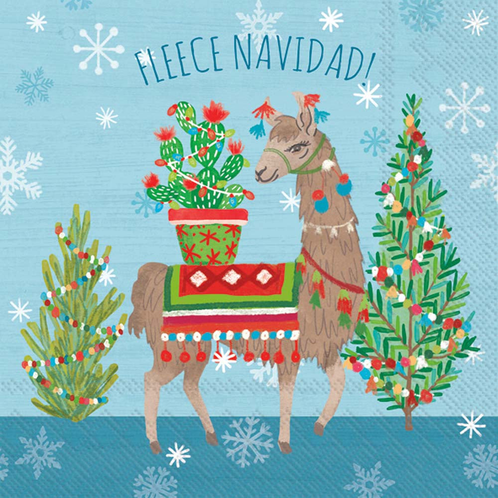 Fleece Navidad Lunch Napkin Light Blue