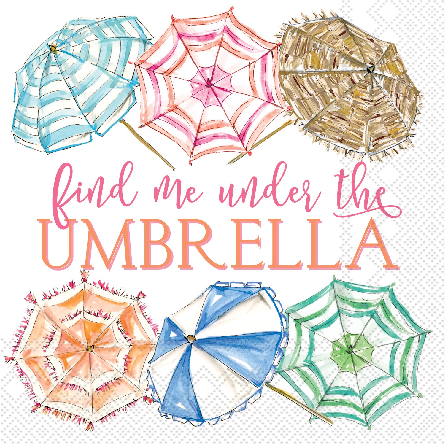 Coral Umbrella Cocktail Napkin