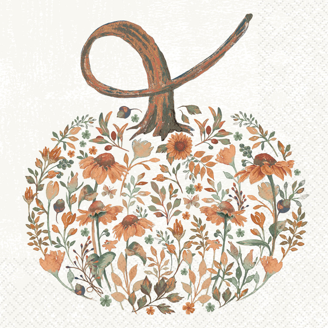 Floral Pumpkin Flod Cocktail Napkin
