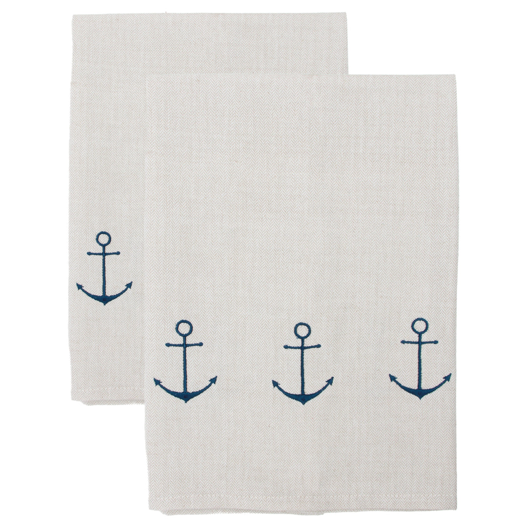 Anchor Embroidered Tea Towels (Set of 2)
