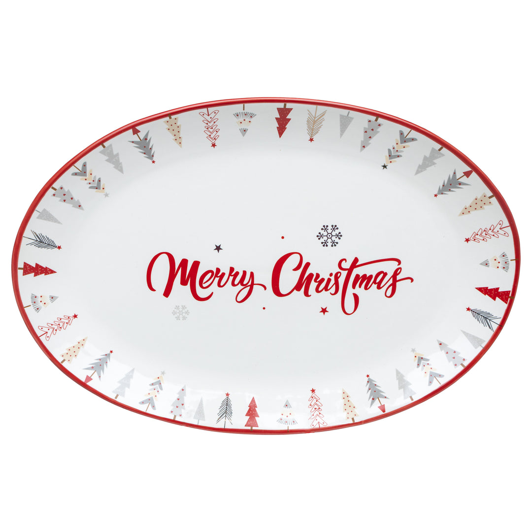 Festive Trees Oval Plate